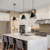 Cone Shaped Wire and Wood Pendant Light view 8