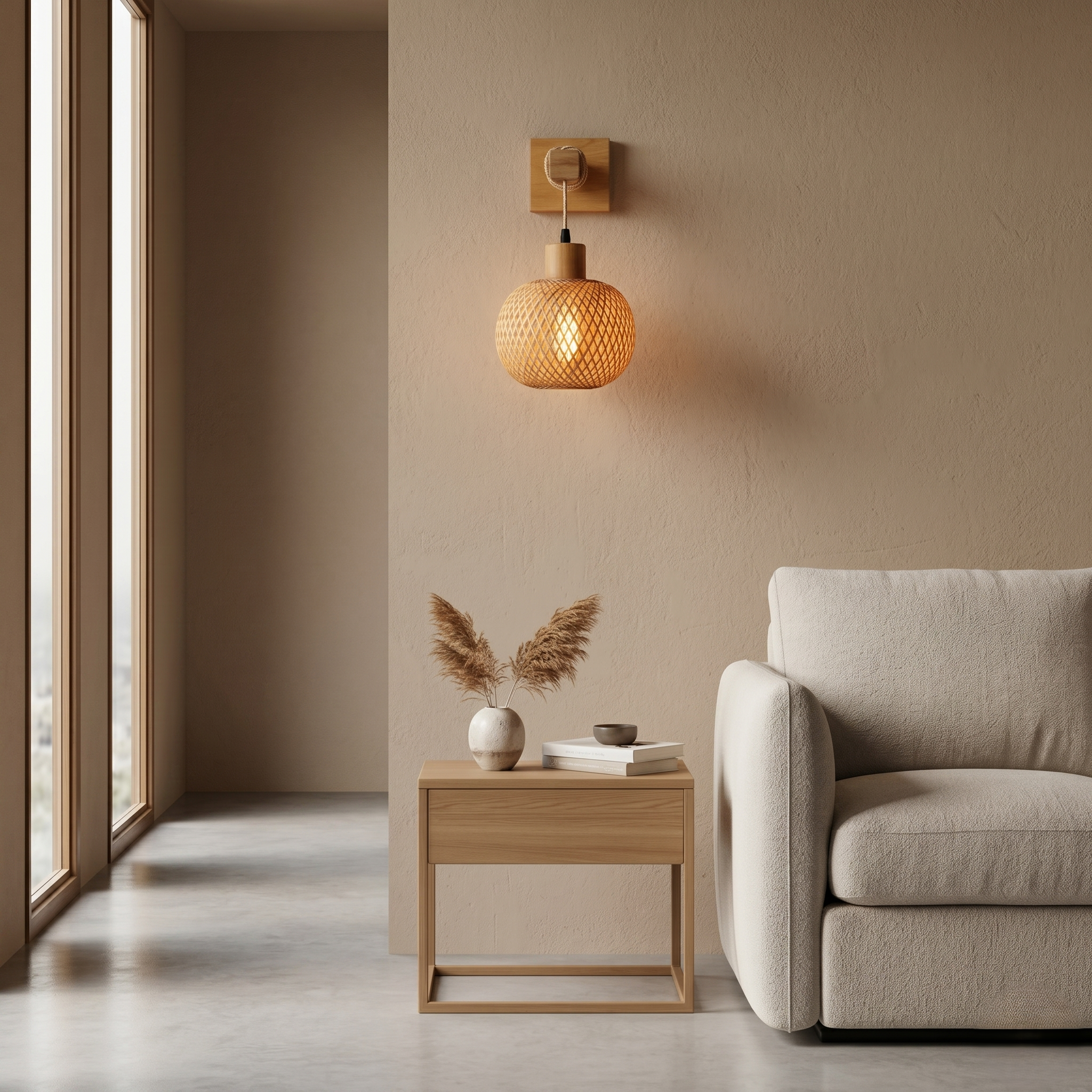 Rattan Corded Wall Light view 1