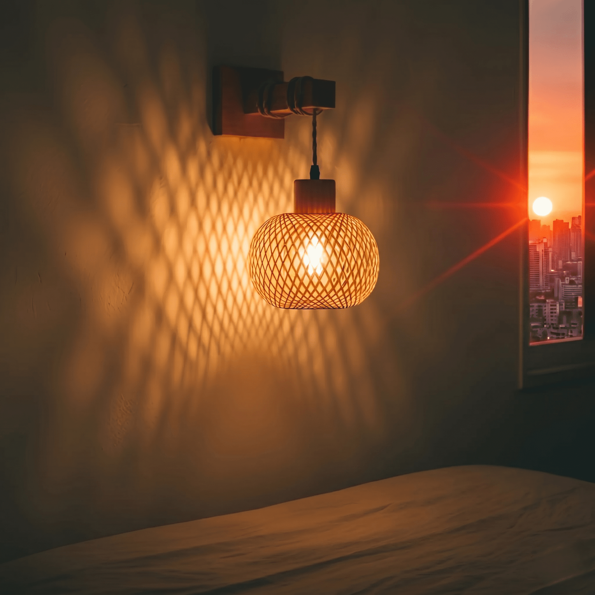 Rattan Corded Wall Light view 2