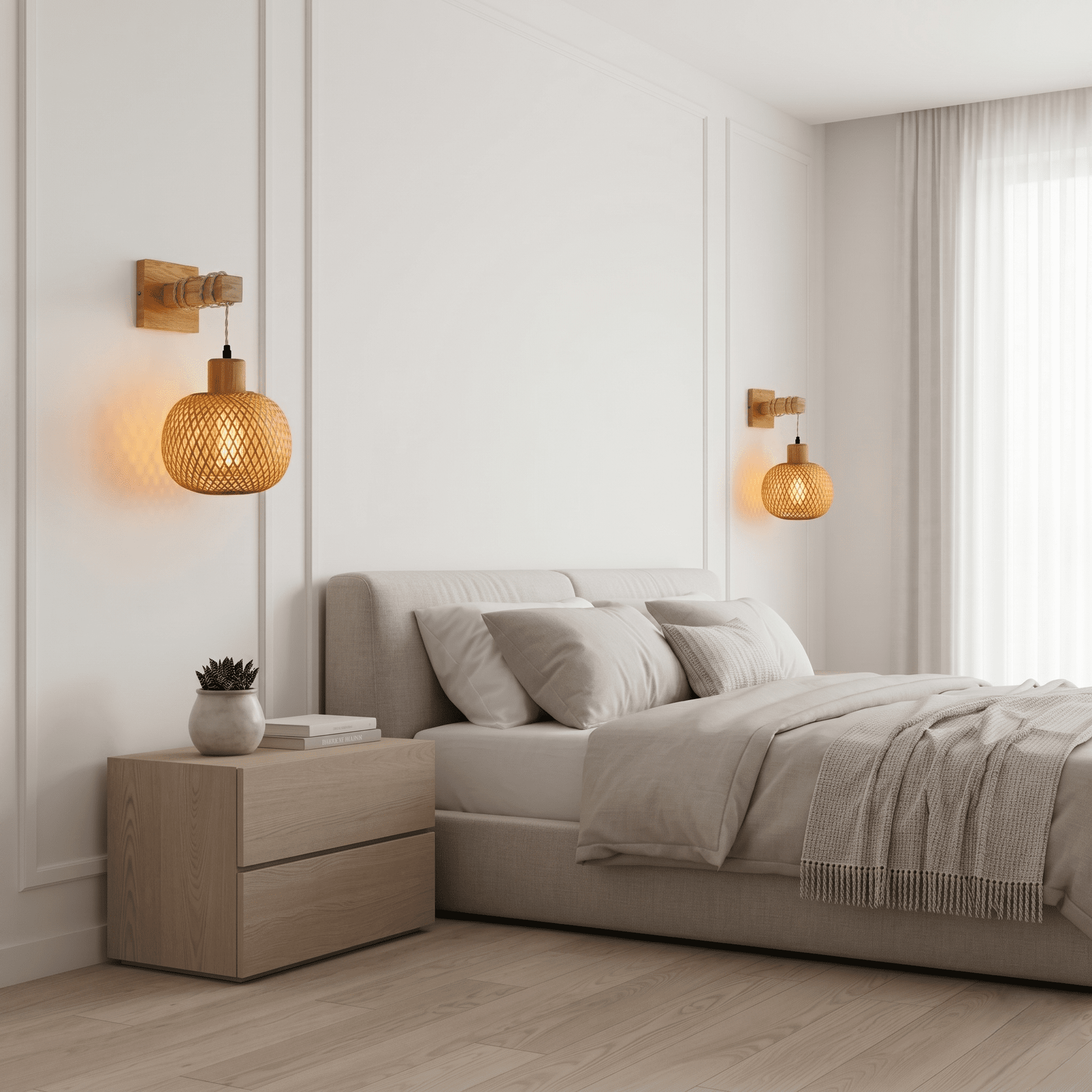 Rattan Corded Wall Light view 3