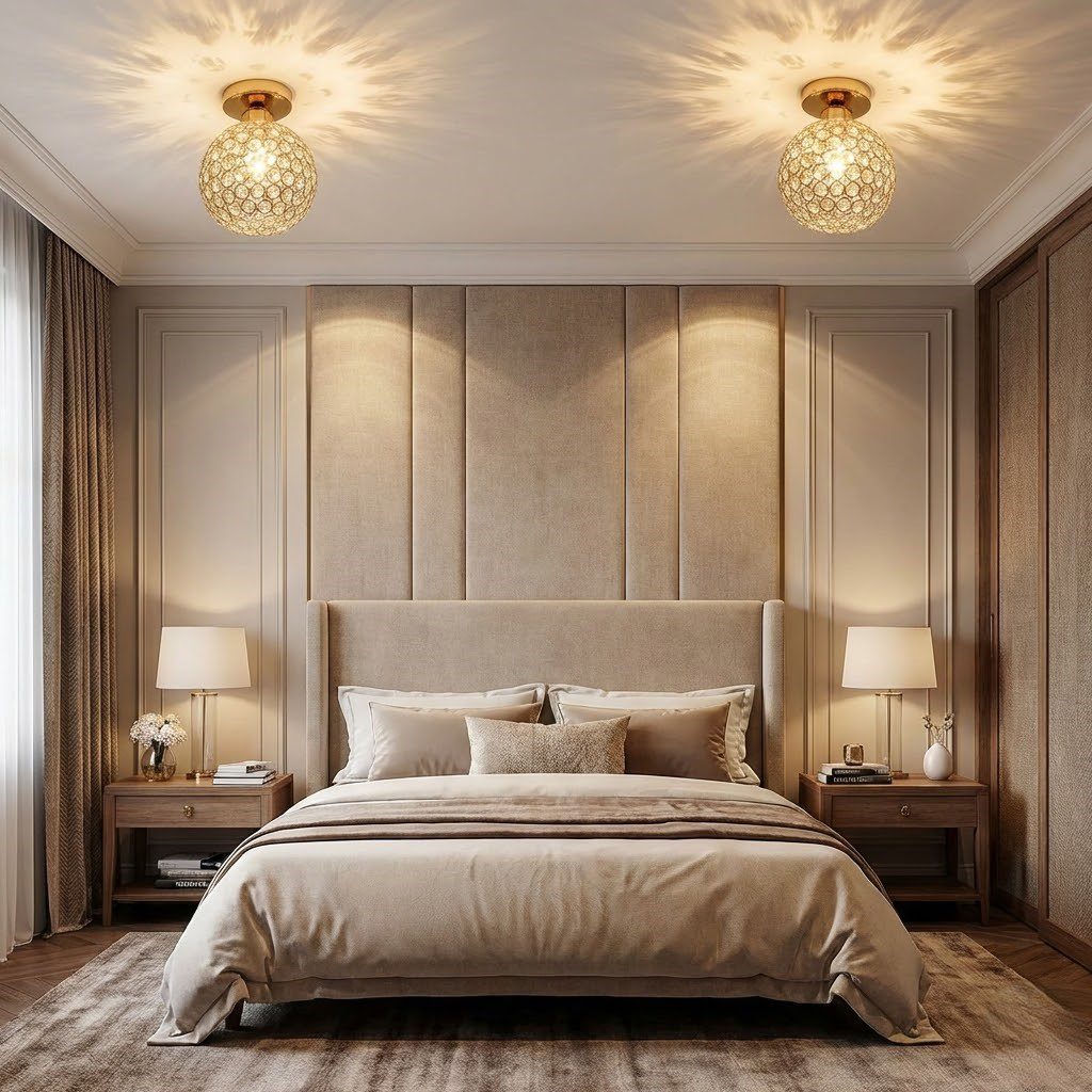 Faceted Crystal Globe Ceiling Light view 4