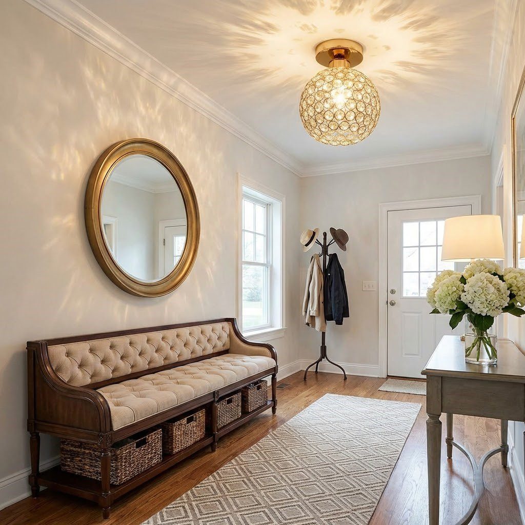 Faceted Crystal Globe Ceiling Light view 7