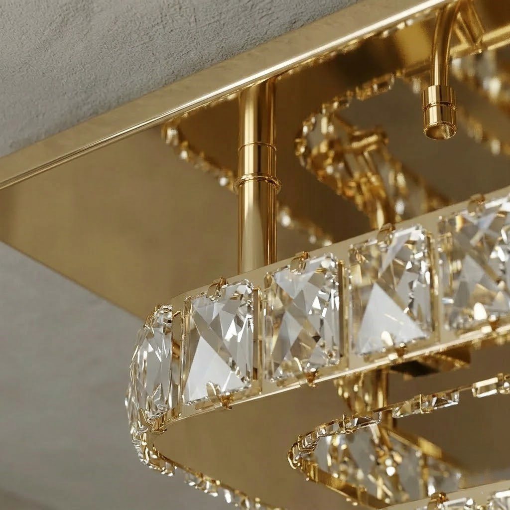 Square Gold Crystal Ceiling Light view 4