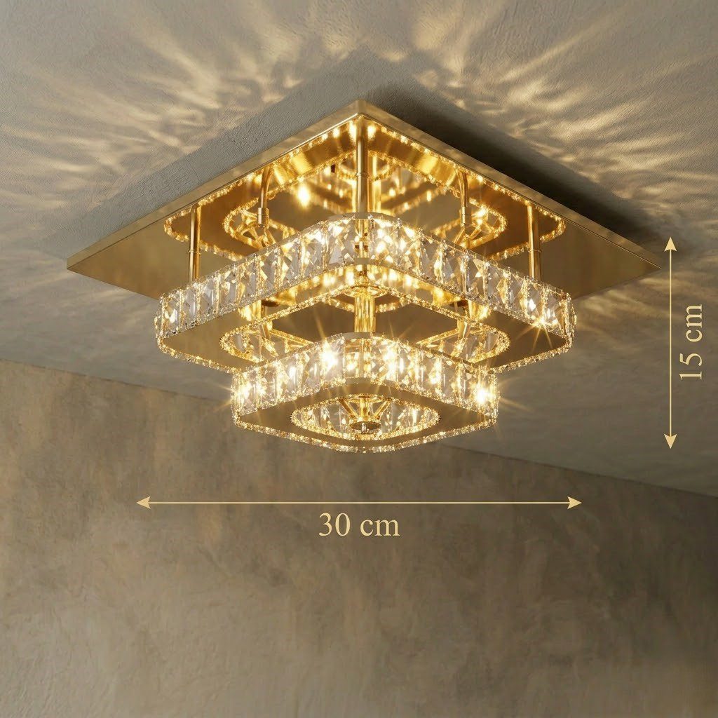 Square Gold Crystal Ceiling Light view 5