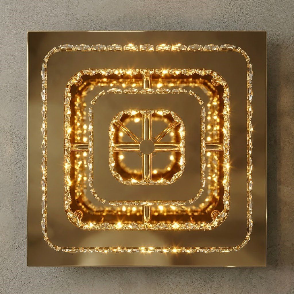 Square Gold Crystal Ceiling Light view 7