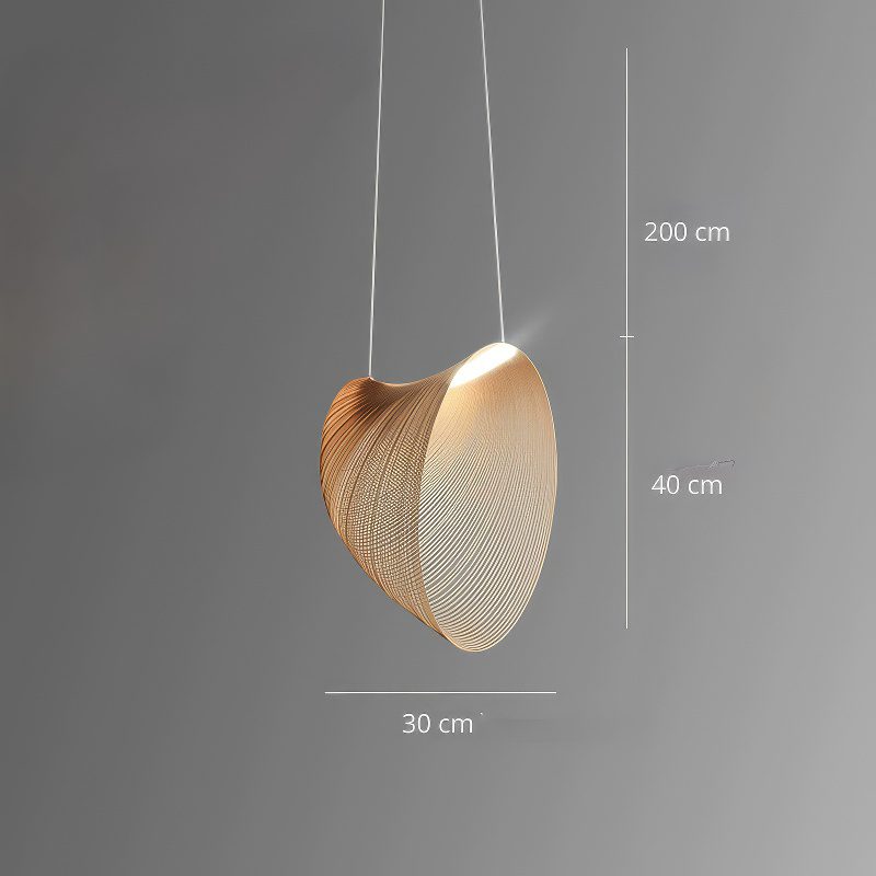 Curved Wood Veneer Pendant Light view 2