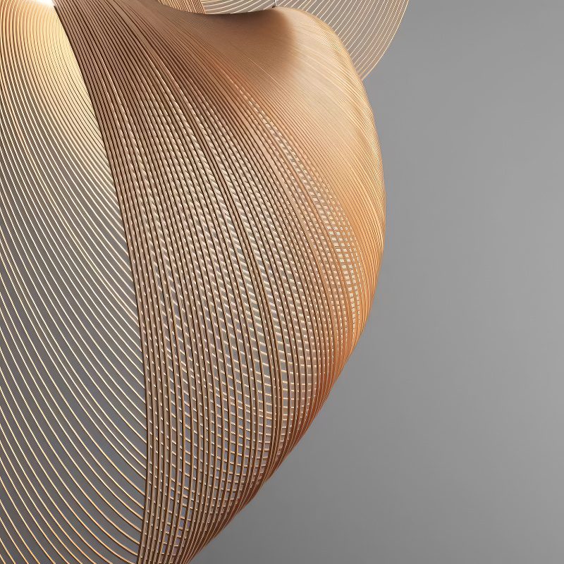 Curved Wood Veneer Pendant Light view 3