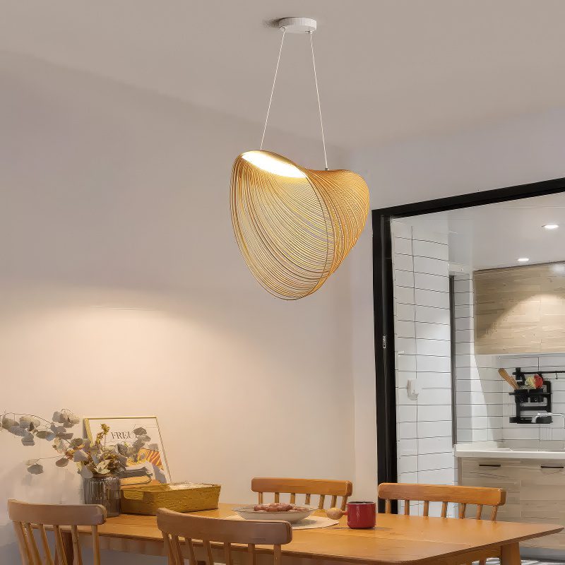 Curved Wood Veneer Pendant Light view 4