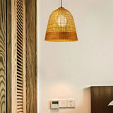 Luminaire suspension rotin bambou osier tressé view 1