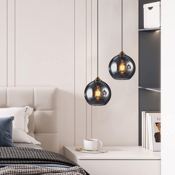 Smoked Glass Globe Pendant Light