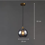 Smoked Glass Globe Pendant Light view 2