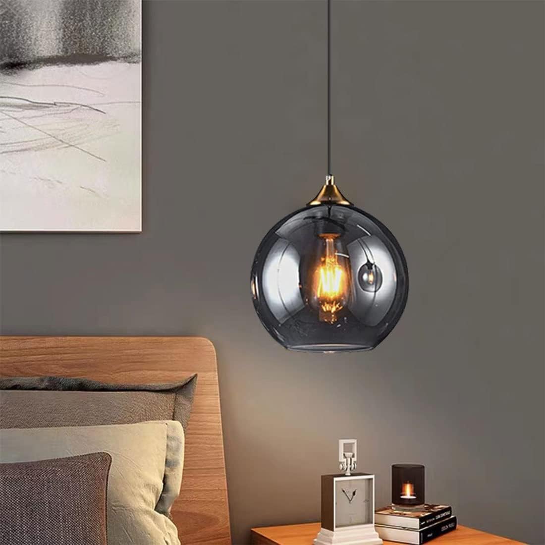 Smoked Glass Globe Pendant Light view 5