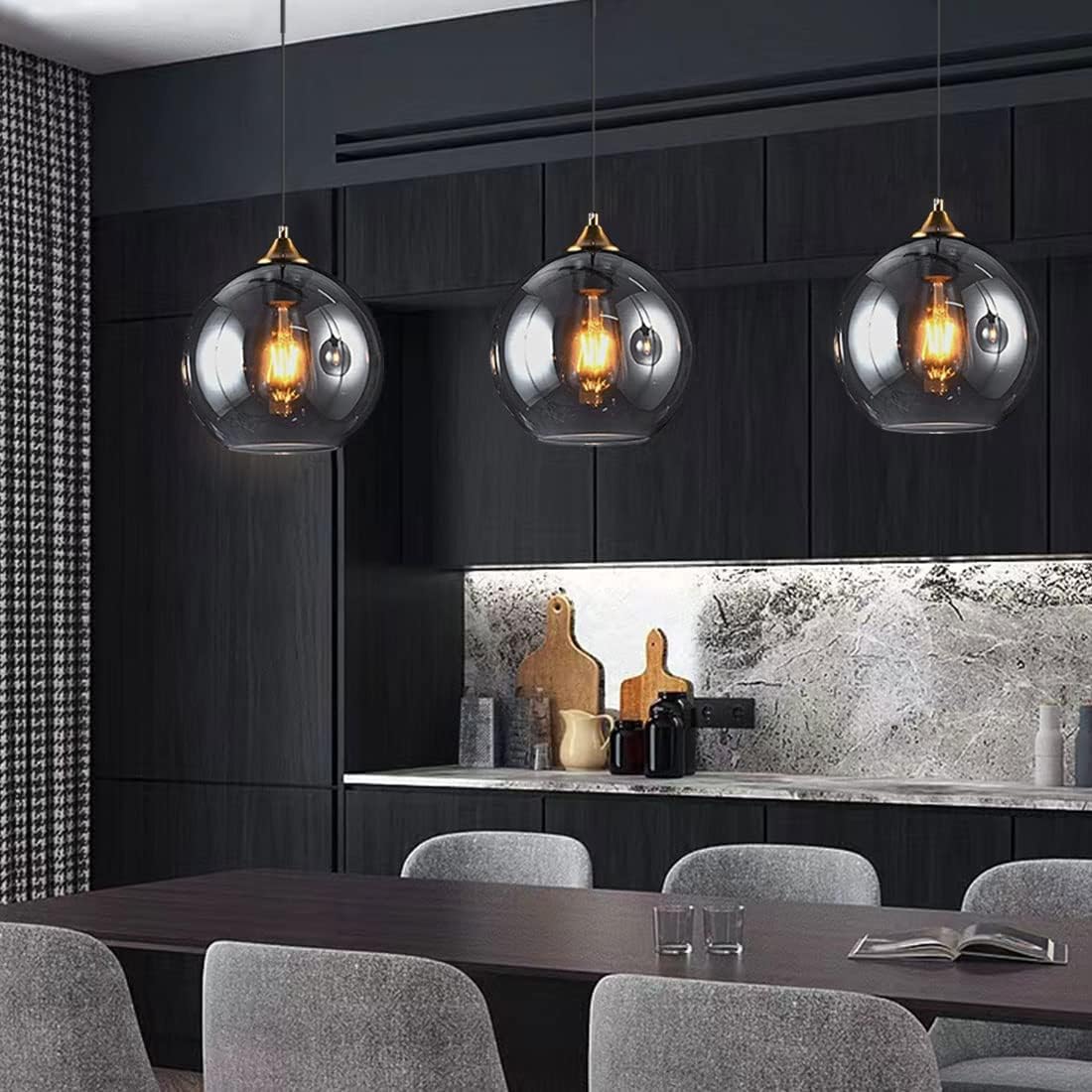 Smoked Glass Globe Pendant Light view 6