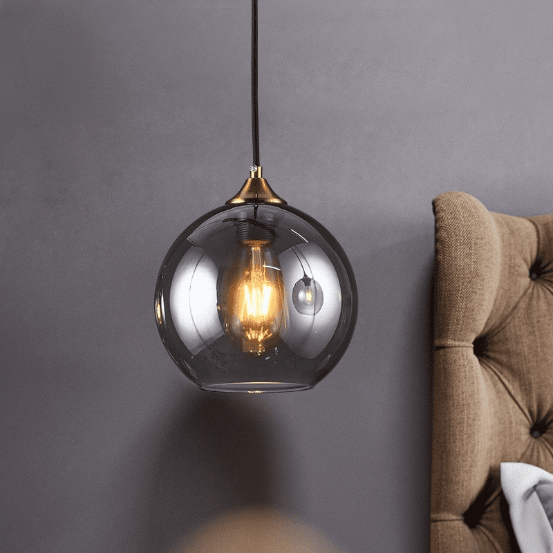 Smoked Glass Globe Pendant Light view 7