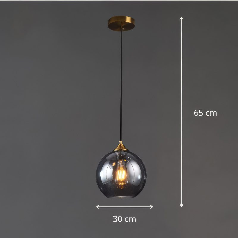 Smoked Glass Globe Pendant Light view 9