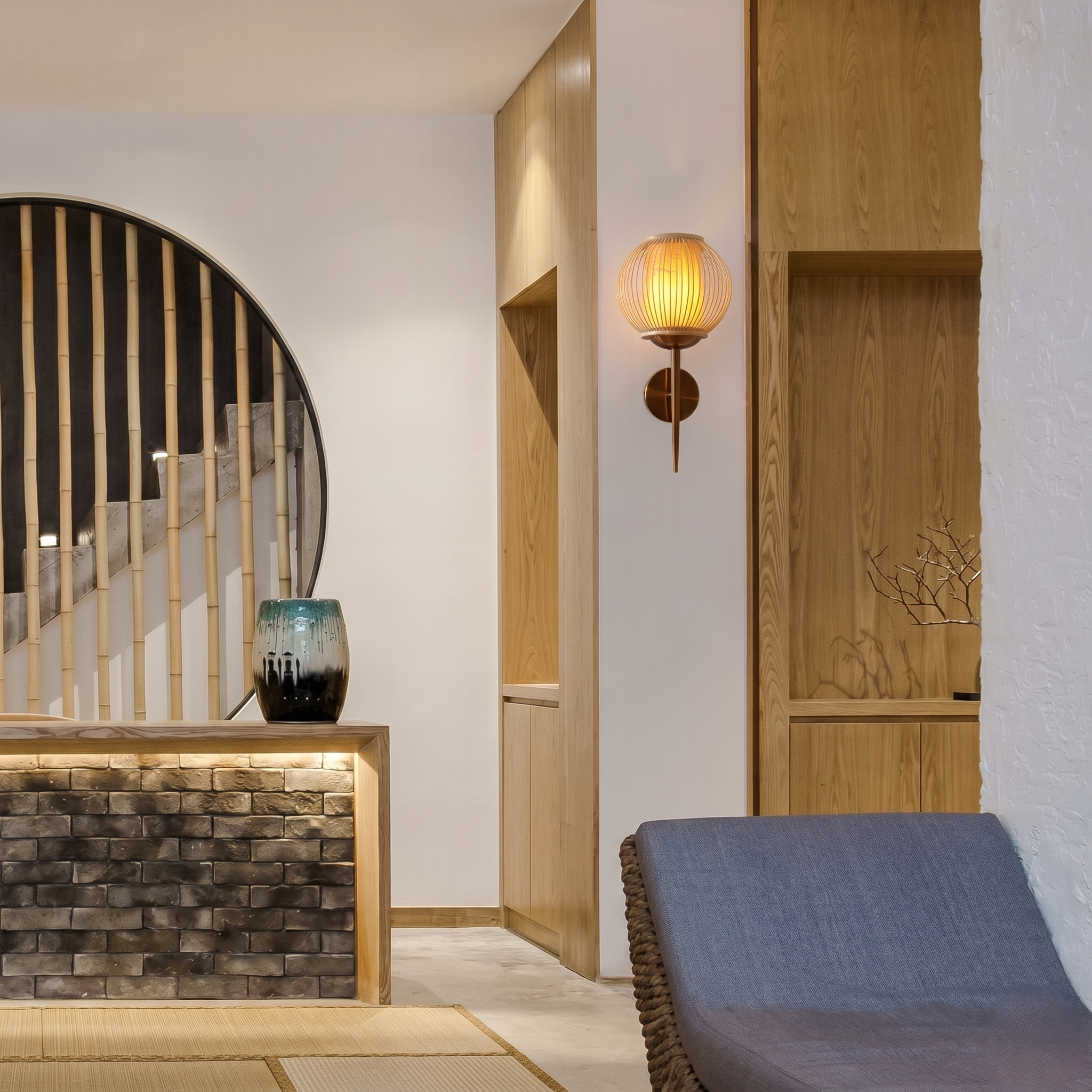 Bamboo Double Globe Wall Light view 7