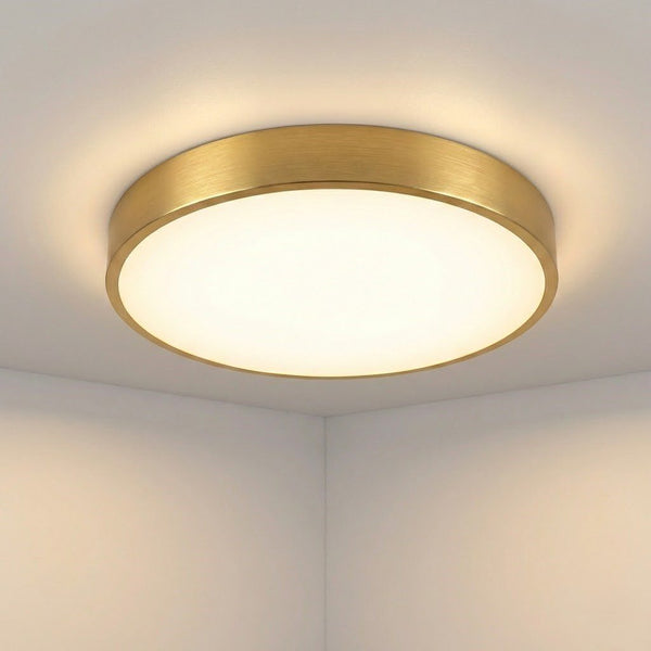 Round Gold Flush Ceiling Light
