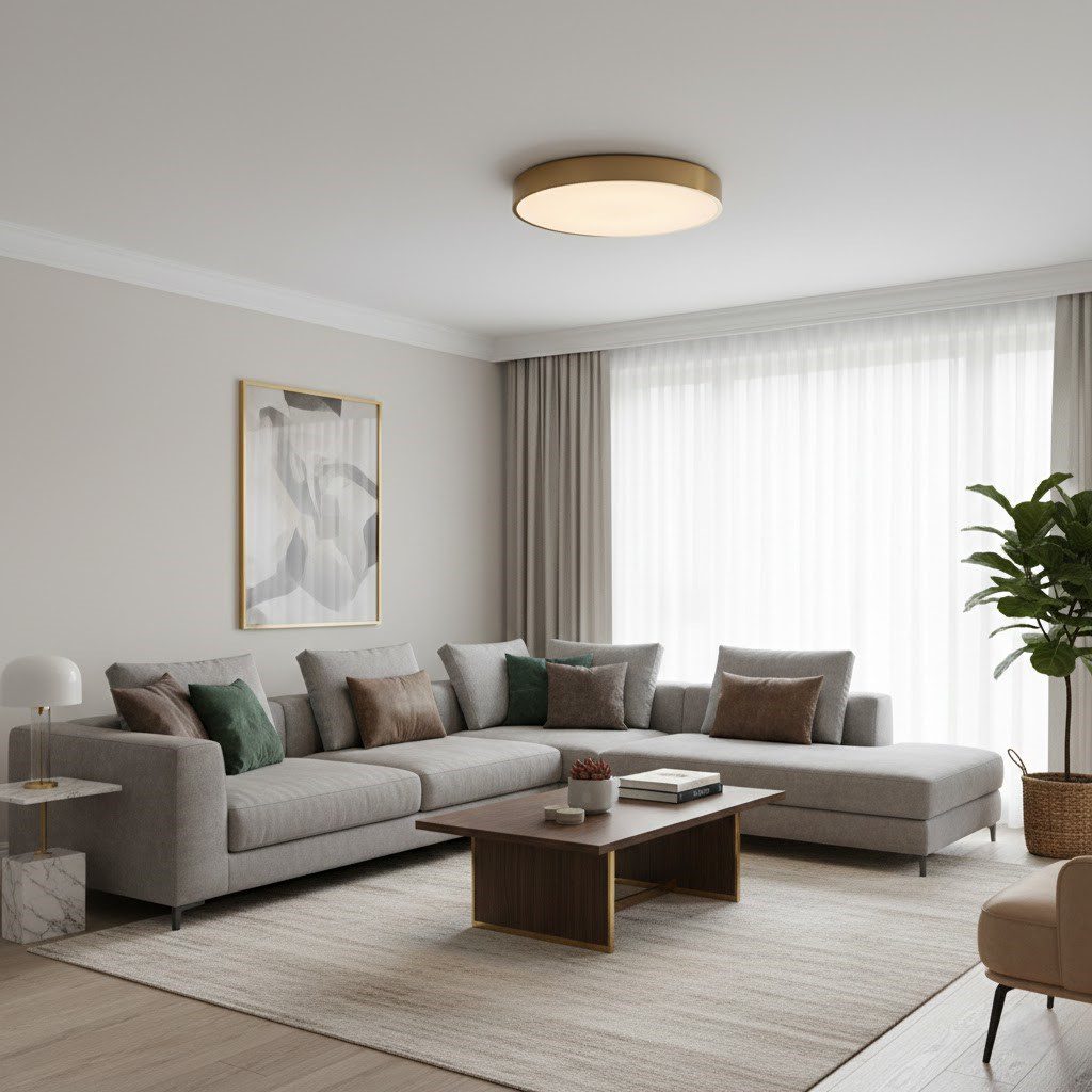 Round Gold Flush Ceiling Light view 2