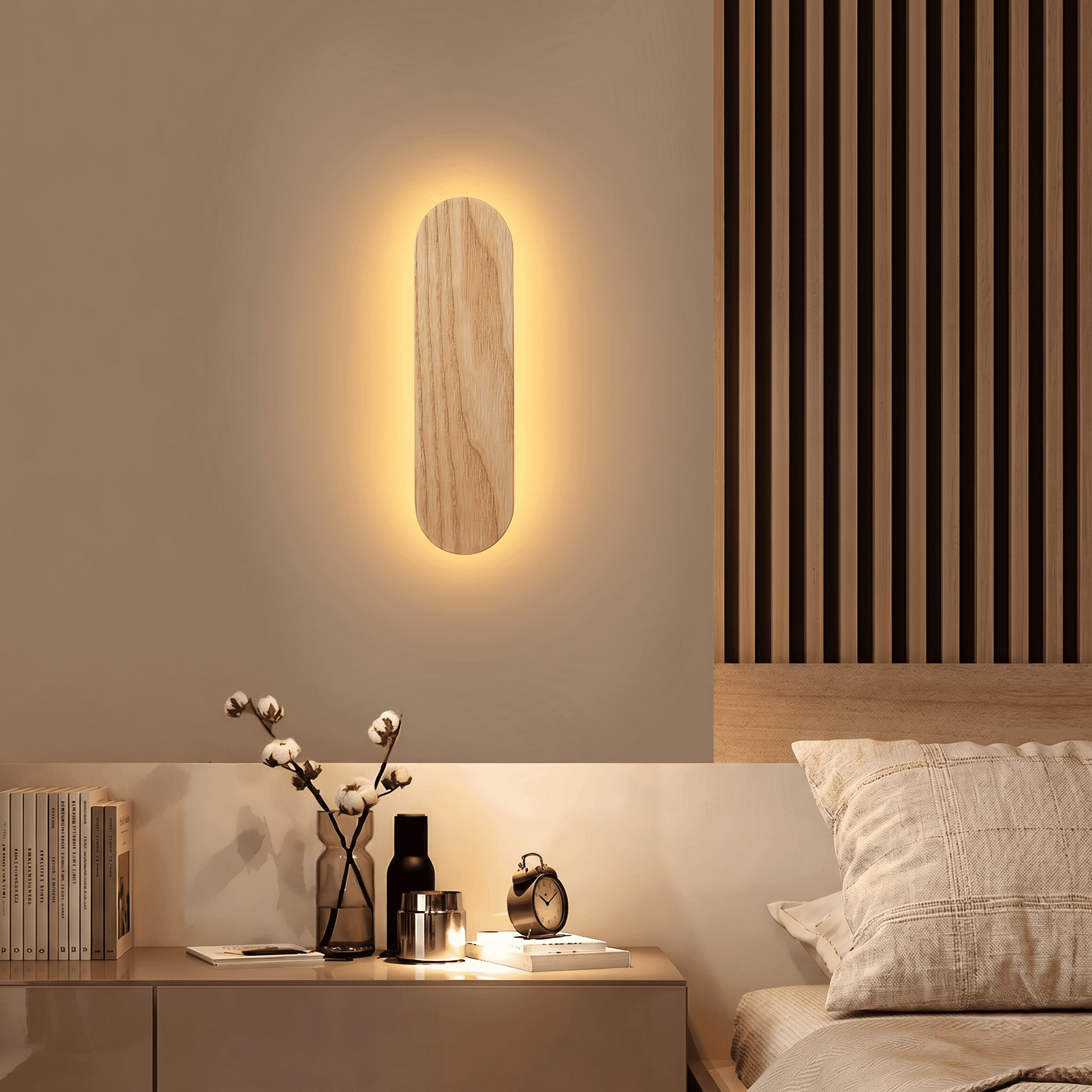 Oval Wood LED Wall Light view 1