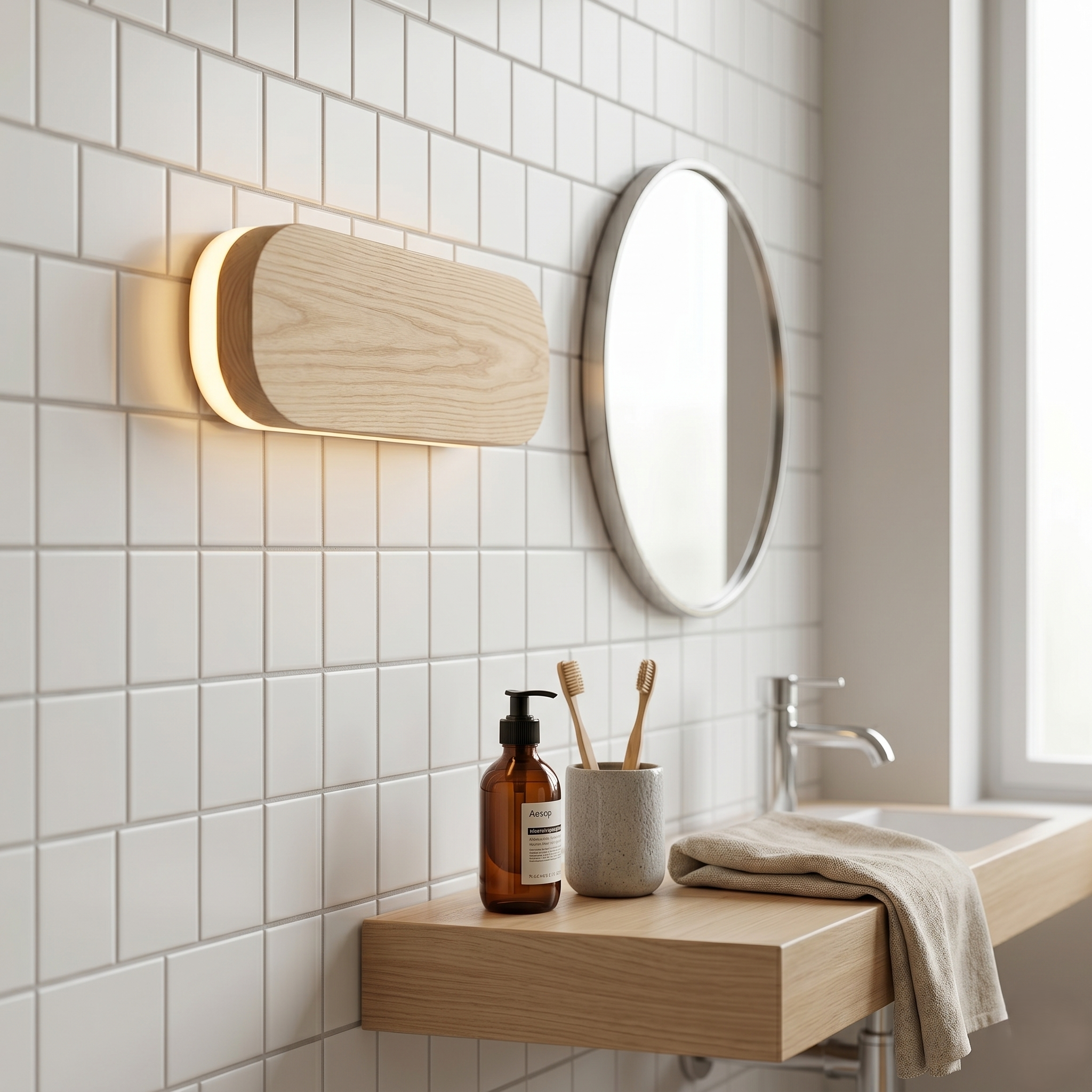 Oval Wood LED Wall Light view 2