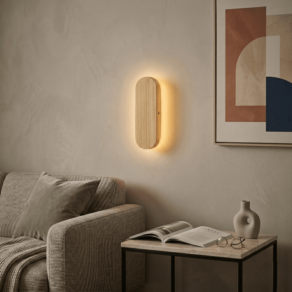 Oval Wood LED Wall Light view 3
