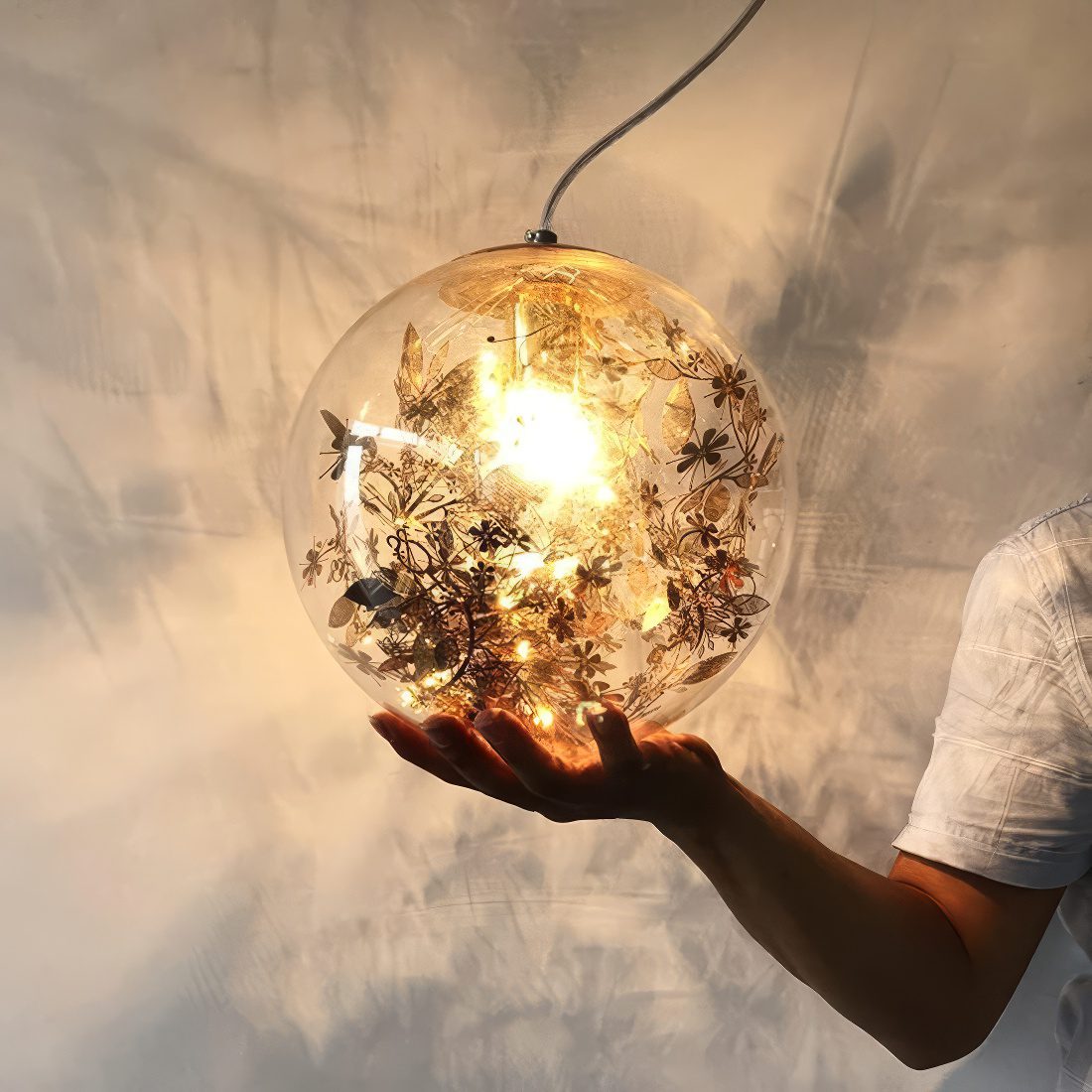 Flower Glass Ball Pendant Light view 10