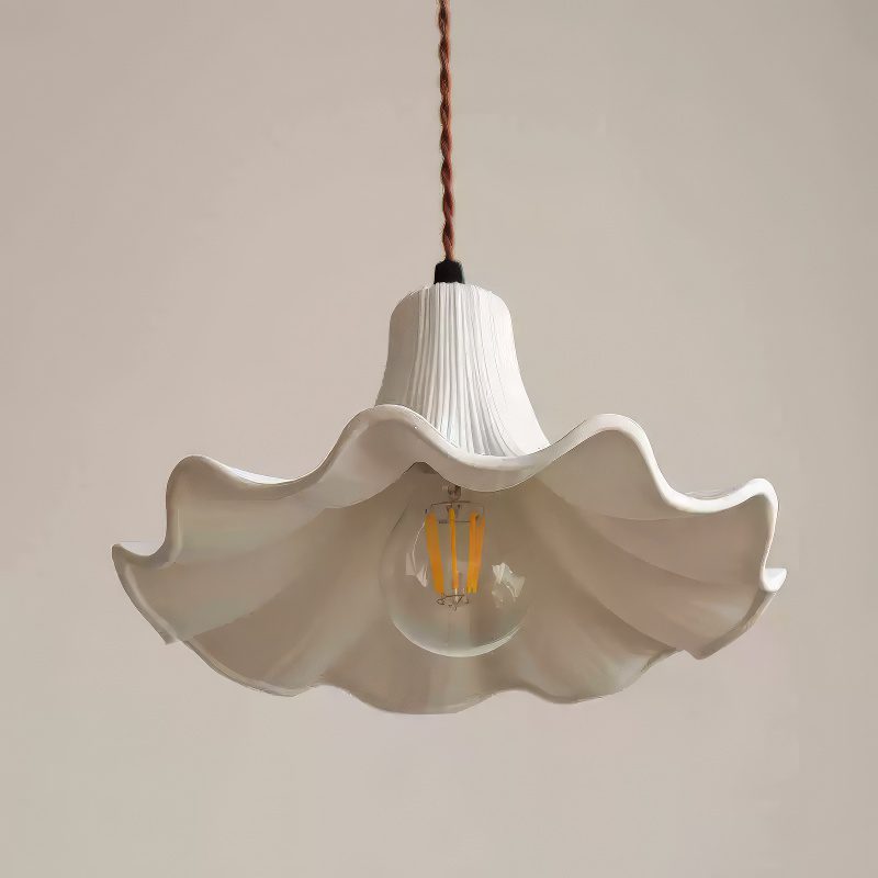 White Ceramic Flower Pendant Light view 3