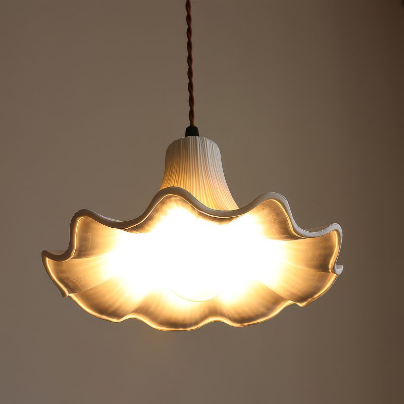 White Ceramic Flower Pendant Light view 4