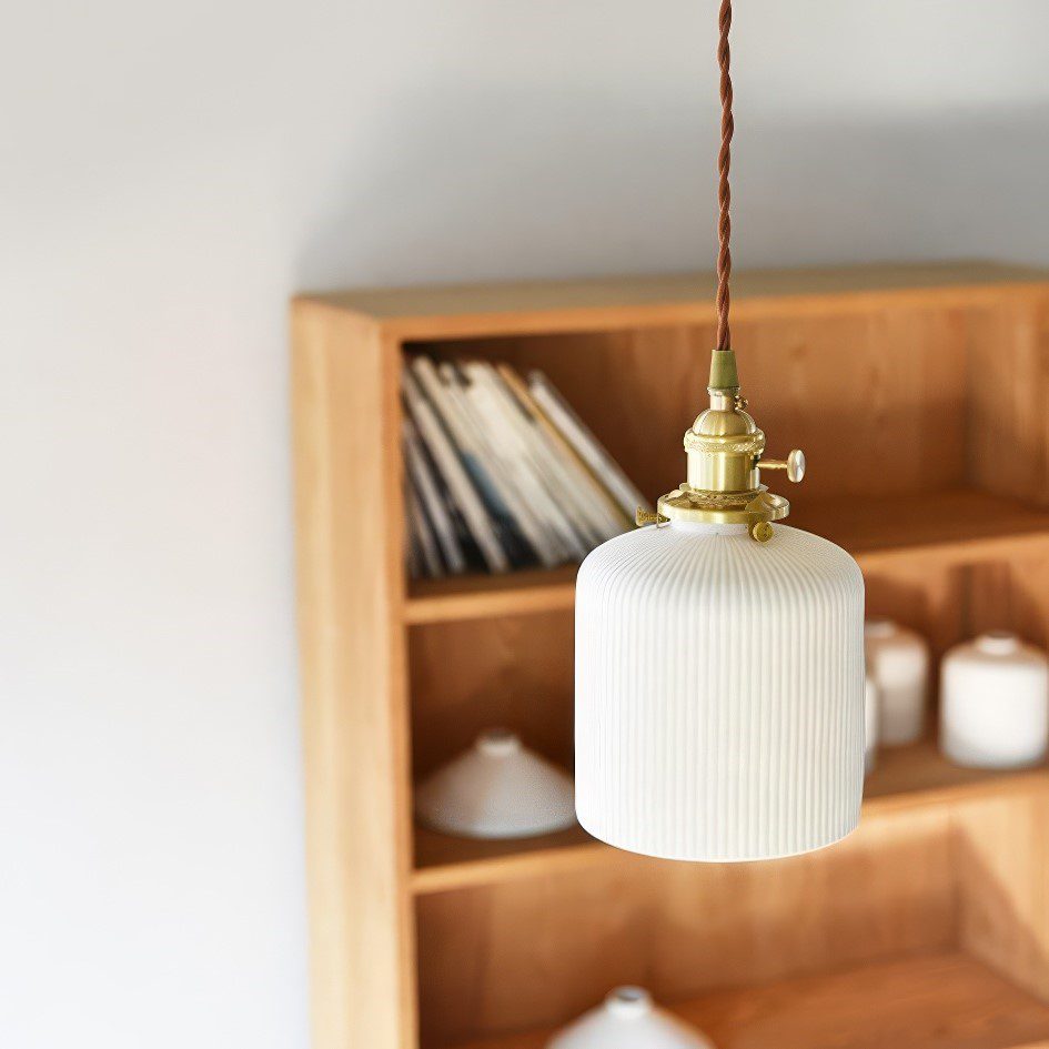 Fluted Ceramic Pendant Light view 4