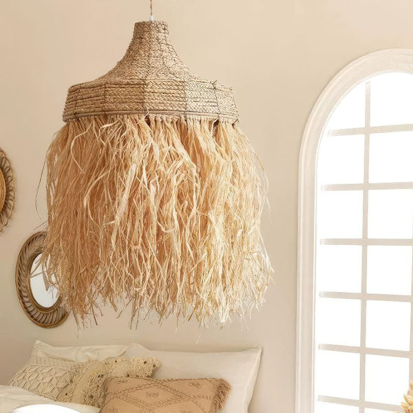 Fringed Straw Pendant Light