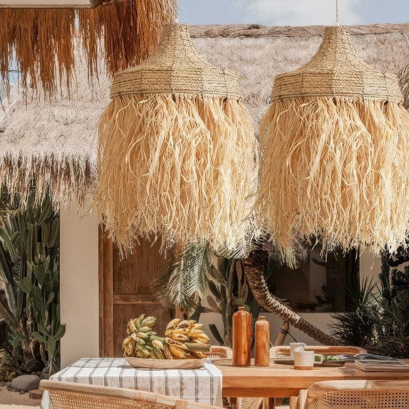 Fringed Straw Pendant Light view 3