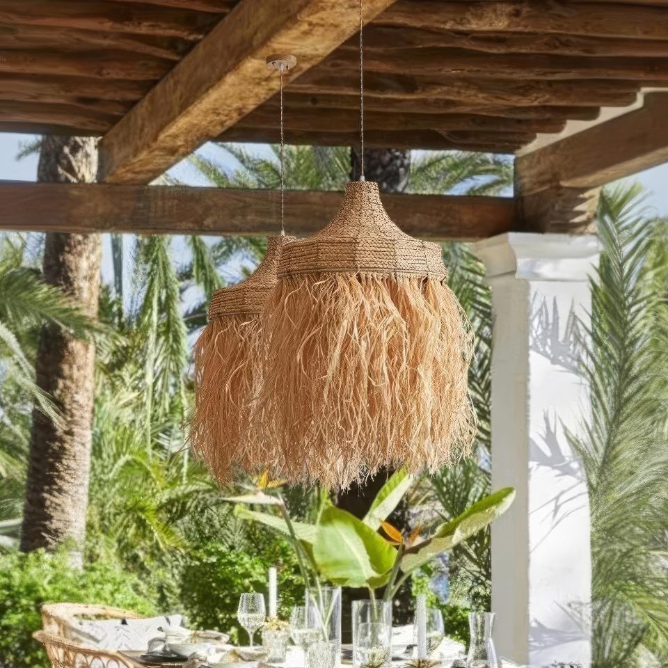 Fringed Straw Pendant Light view 4