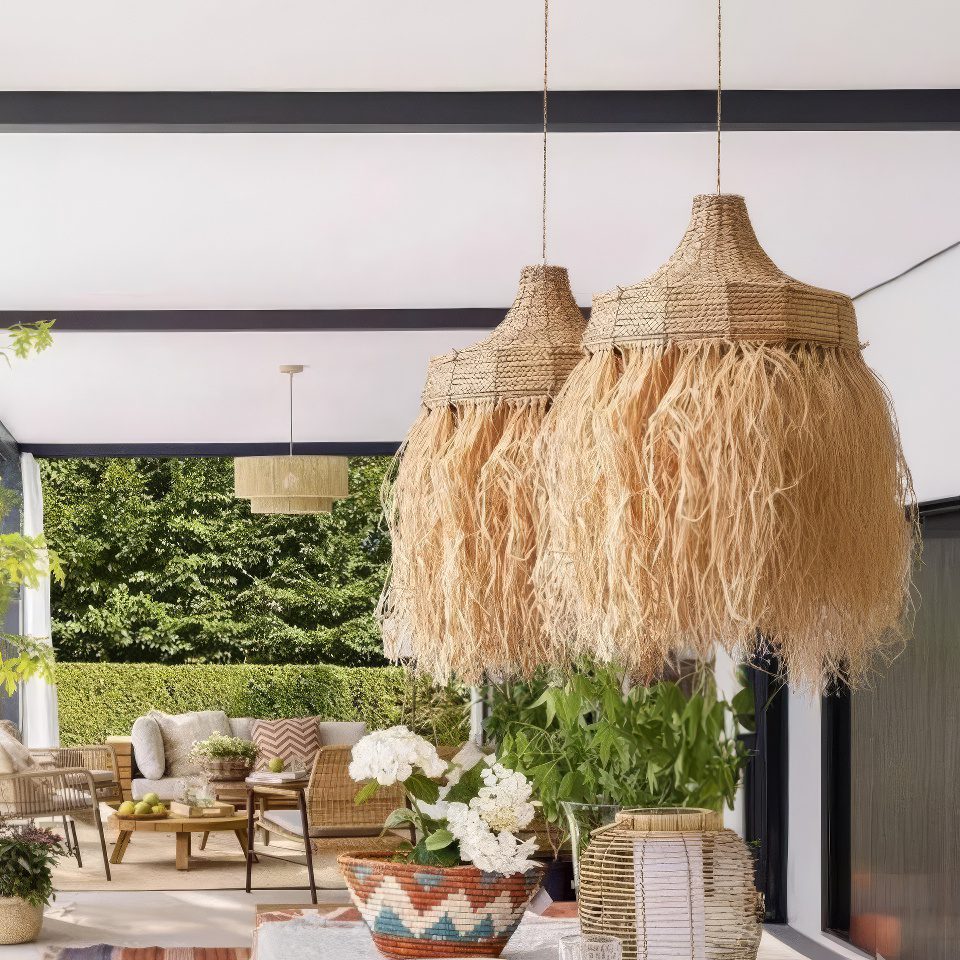 Fringed Straw Pendant Light view 5