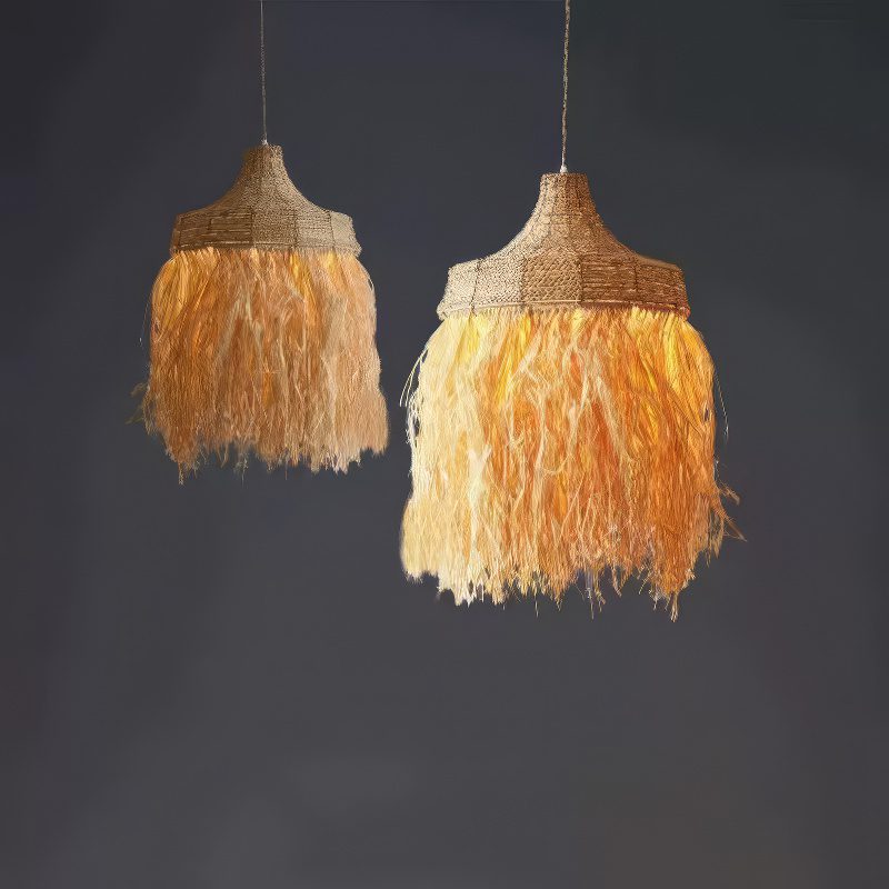 Fringed Straw Pendant Light view 6