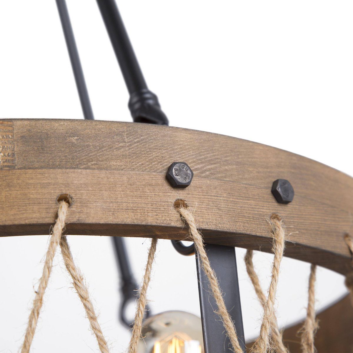 Suspension industrielle corde bois scandinave view 6