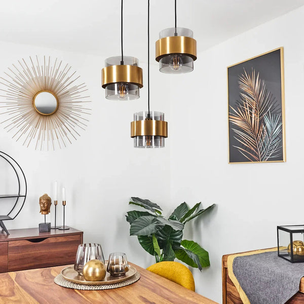Glass and Brass Pendant Light