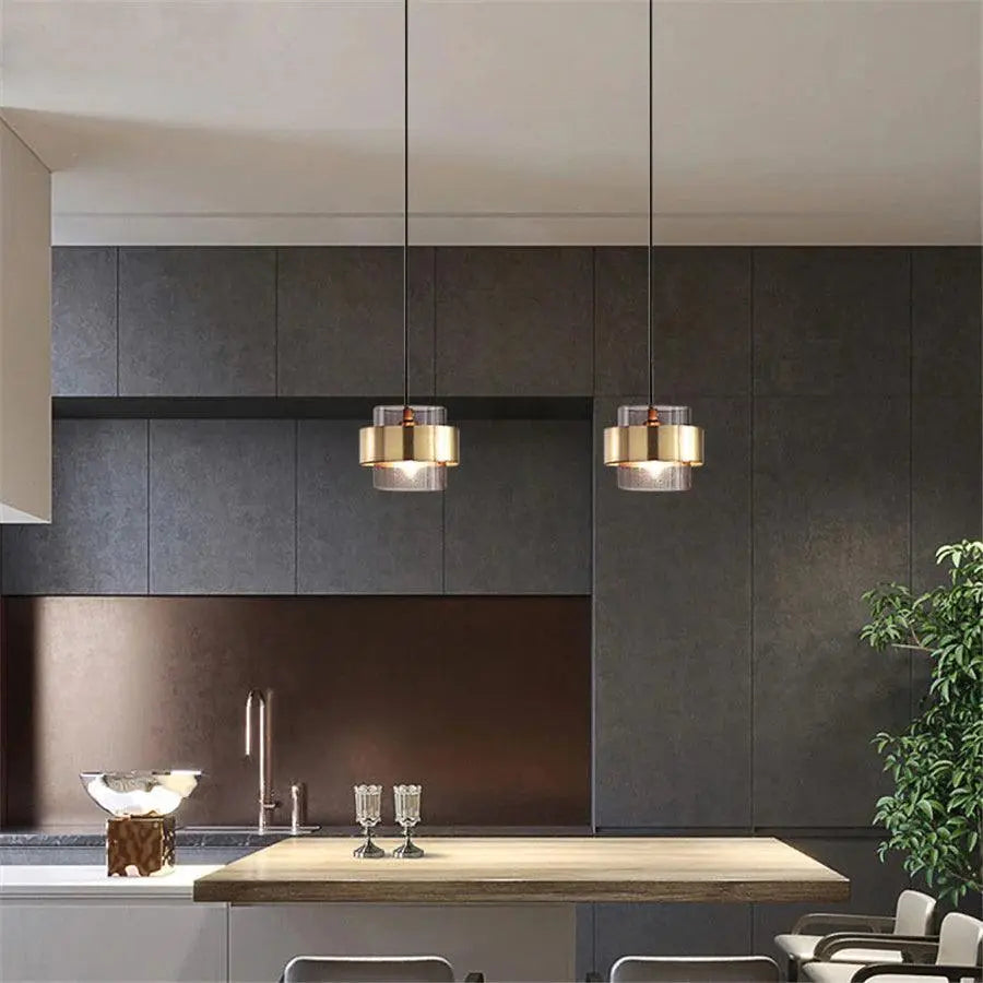 Glass and Brass Pendant Light view 3