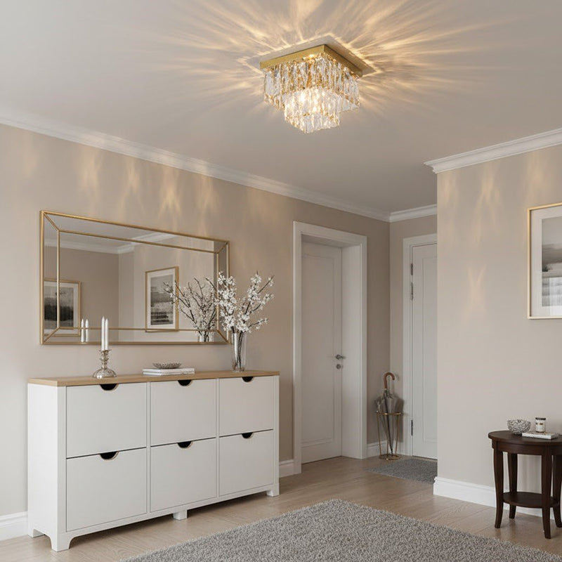 Gold and Crystal Ceiling Light