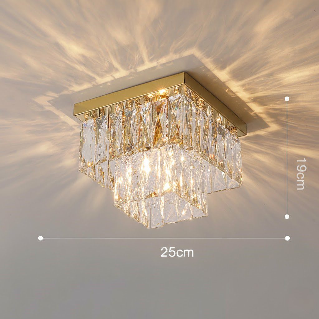 Gold and Crystal Ceiling Light view 2