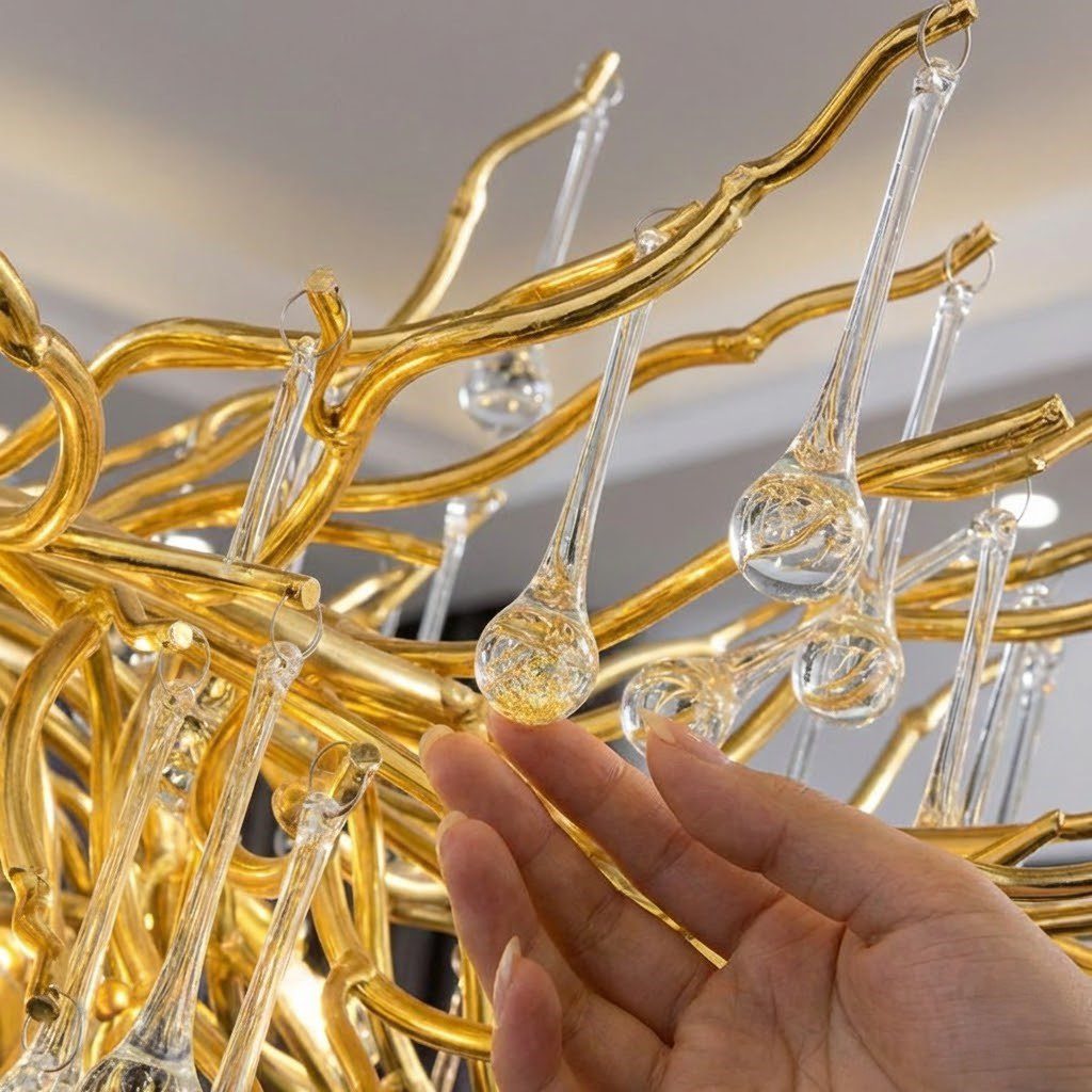Gold and Crystal Chandelier view 2