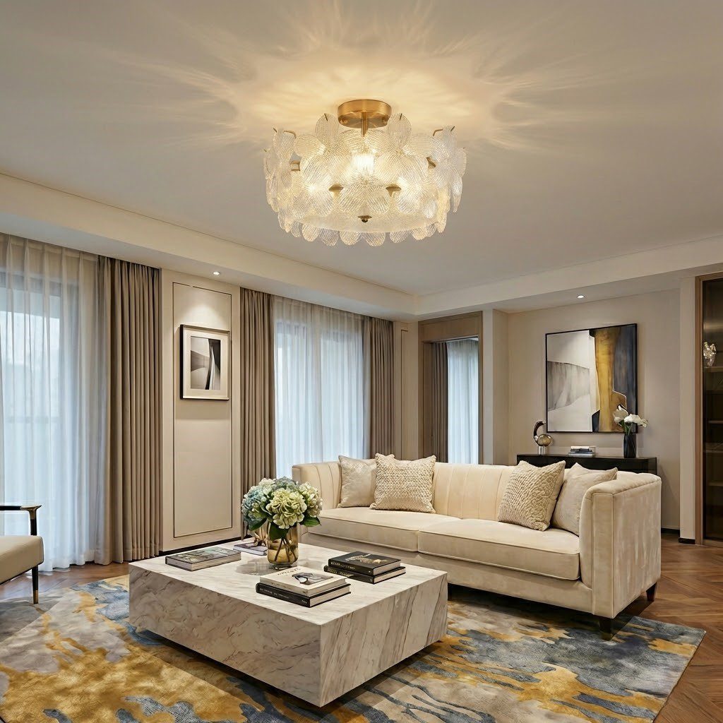 Gold and Glass Ceiling Light view 8