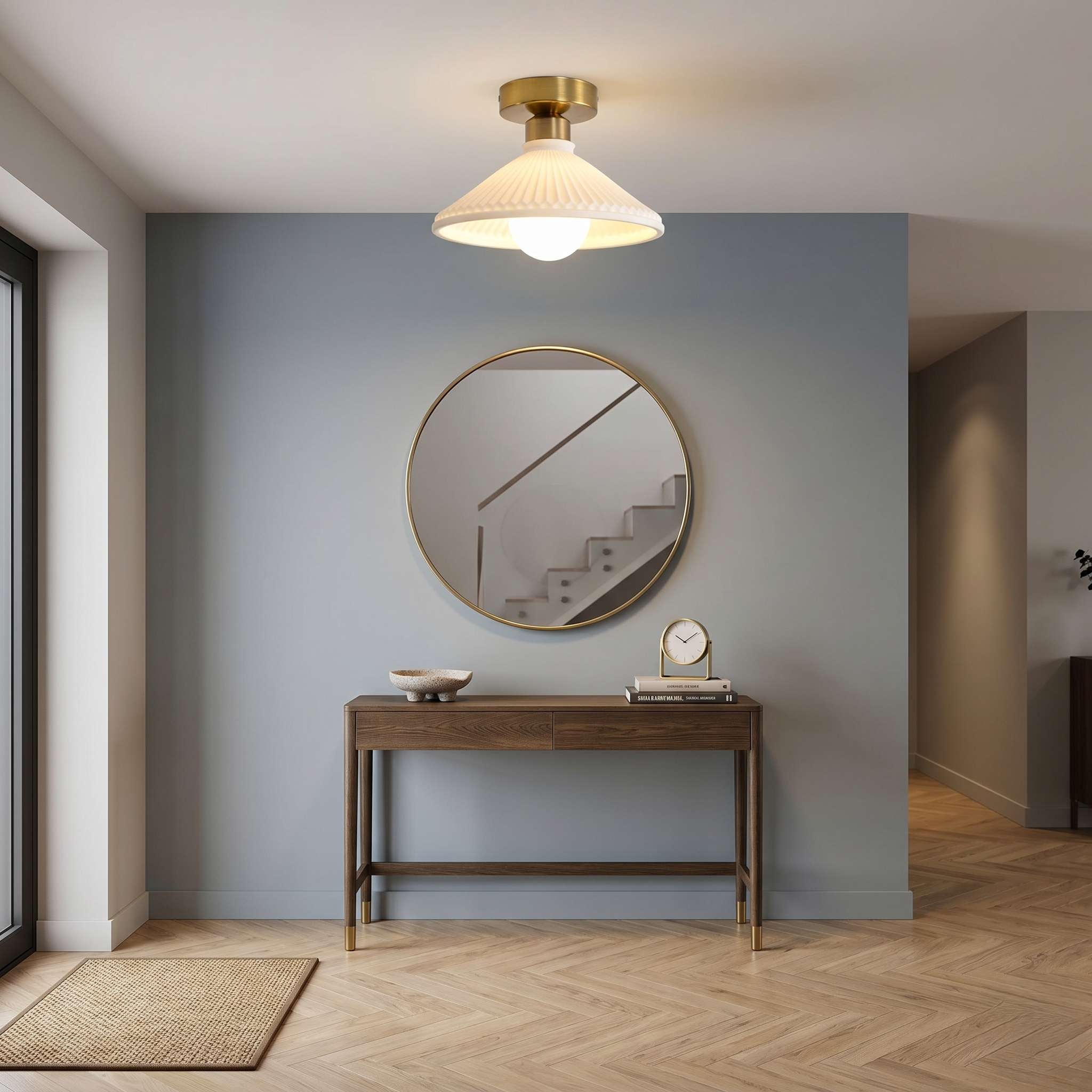 Gold and White Ceiling Light view 1