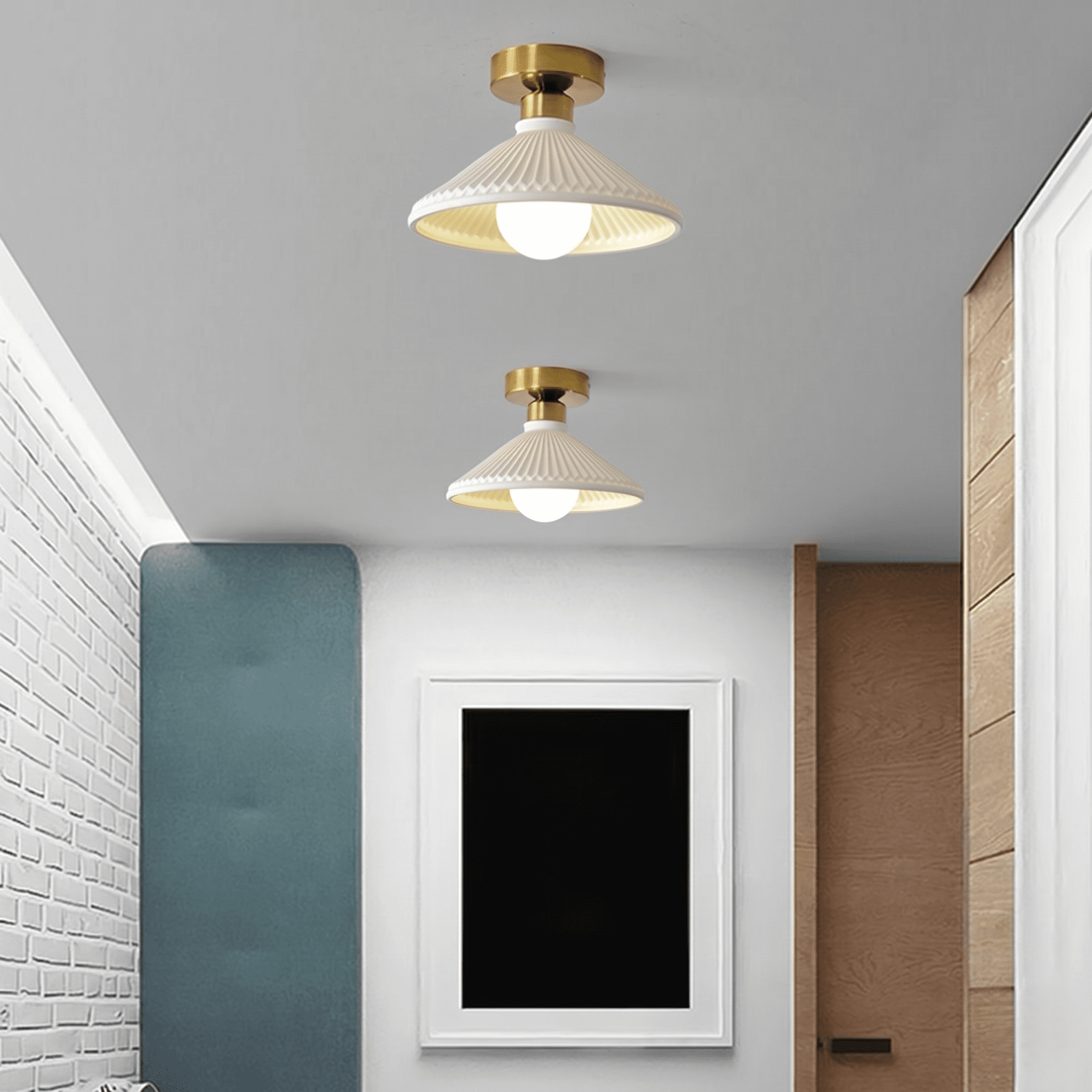 Gold and White Ceiling Light view 5