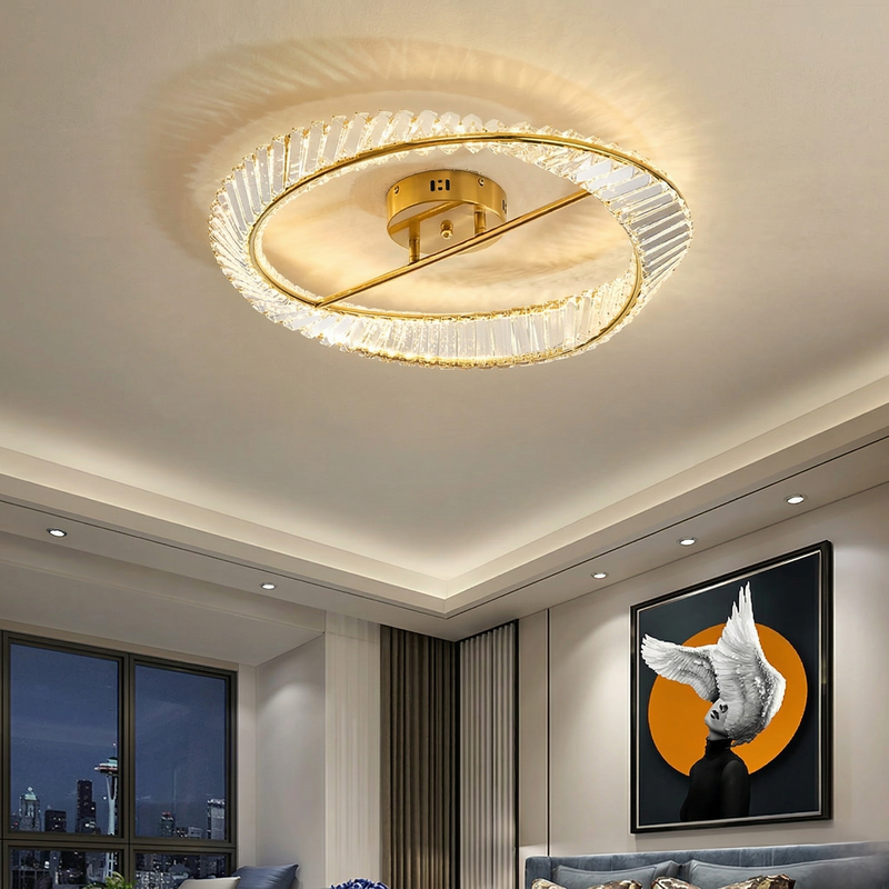 Round Gold Crystal Ceiling Light