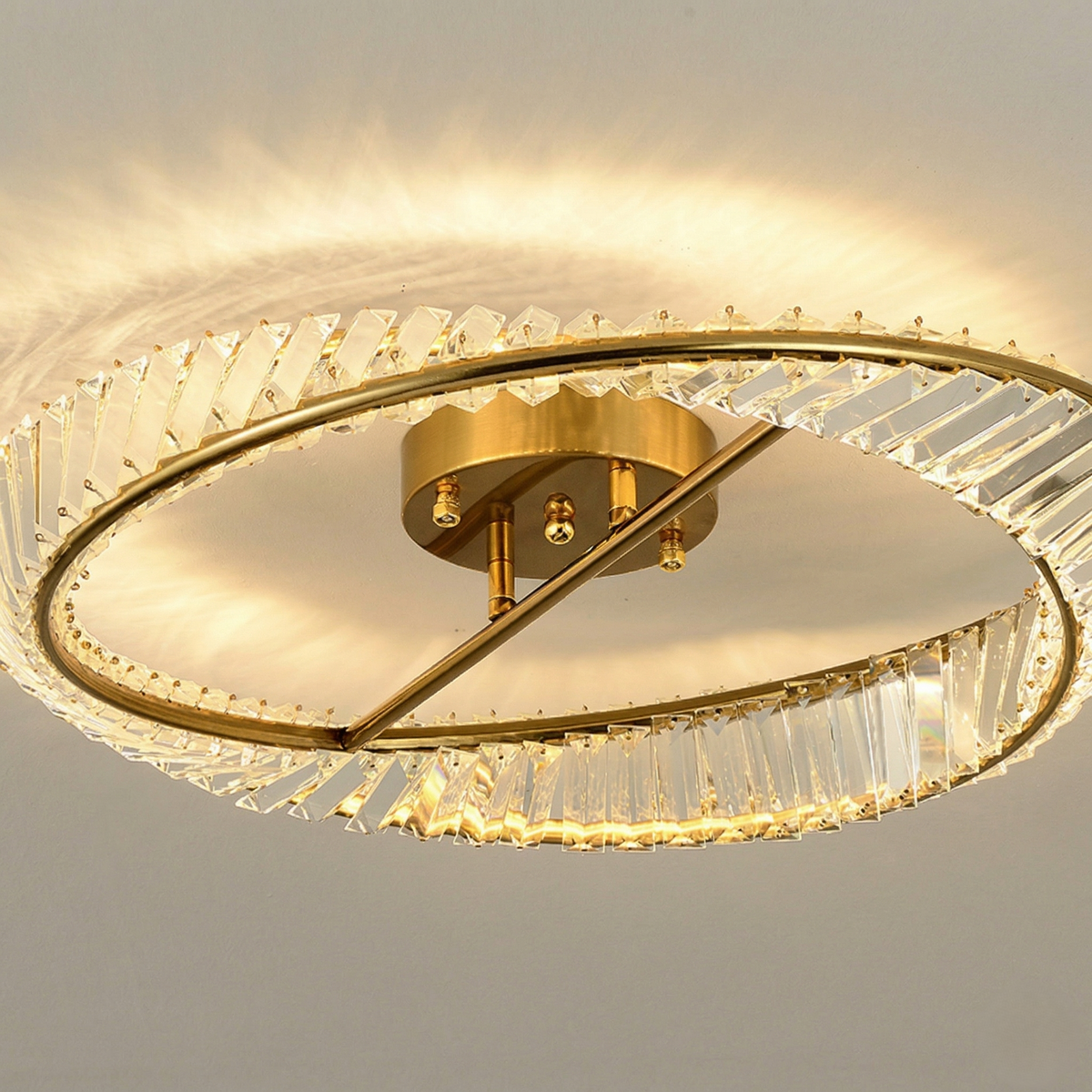Round Gold Crystal Ceiling Light - image 10