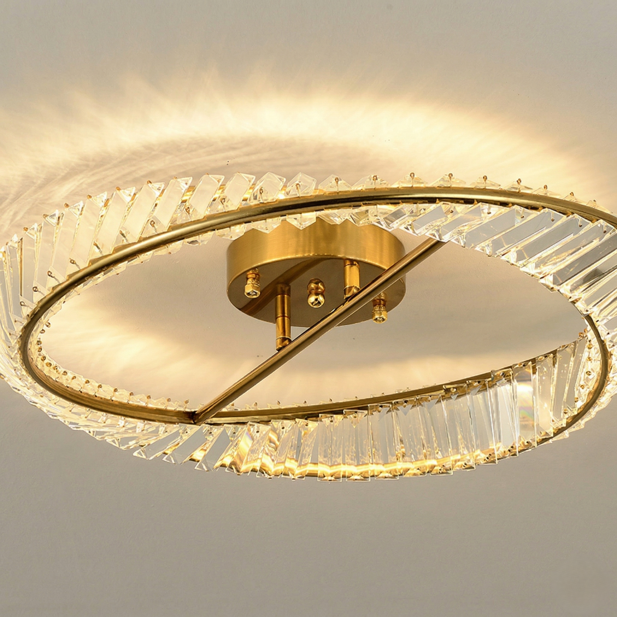 Round Gold Crystal Ceiling Light view 10