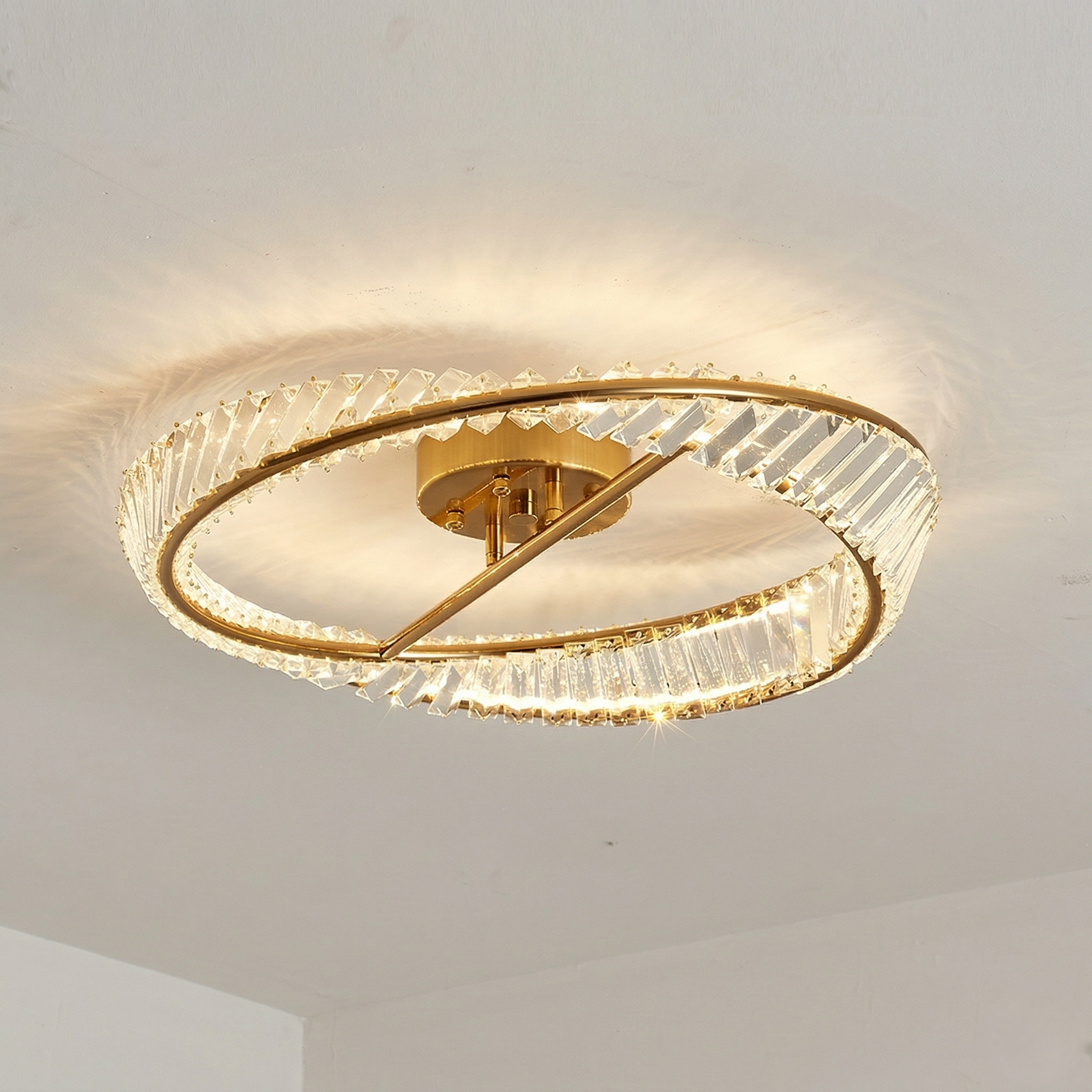 Round Gold Crystal Ceiling Light view 4