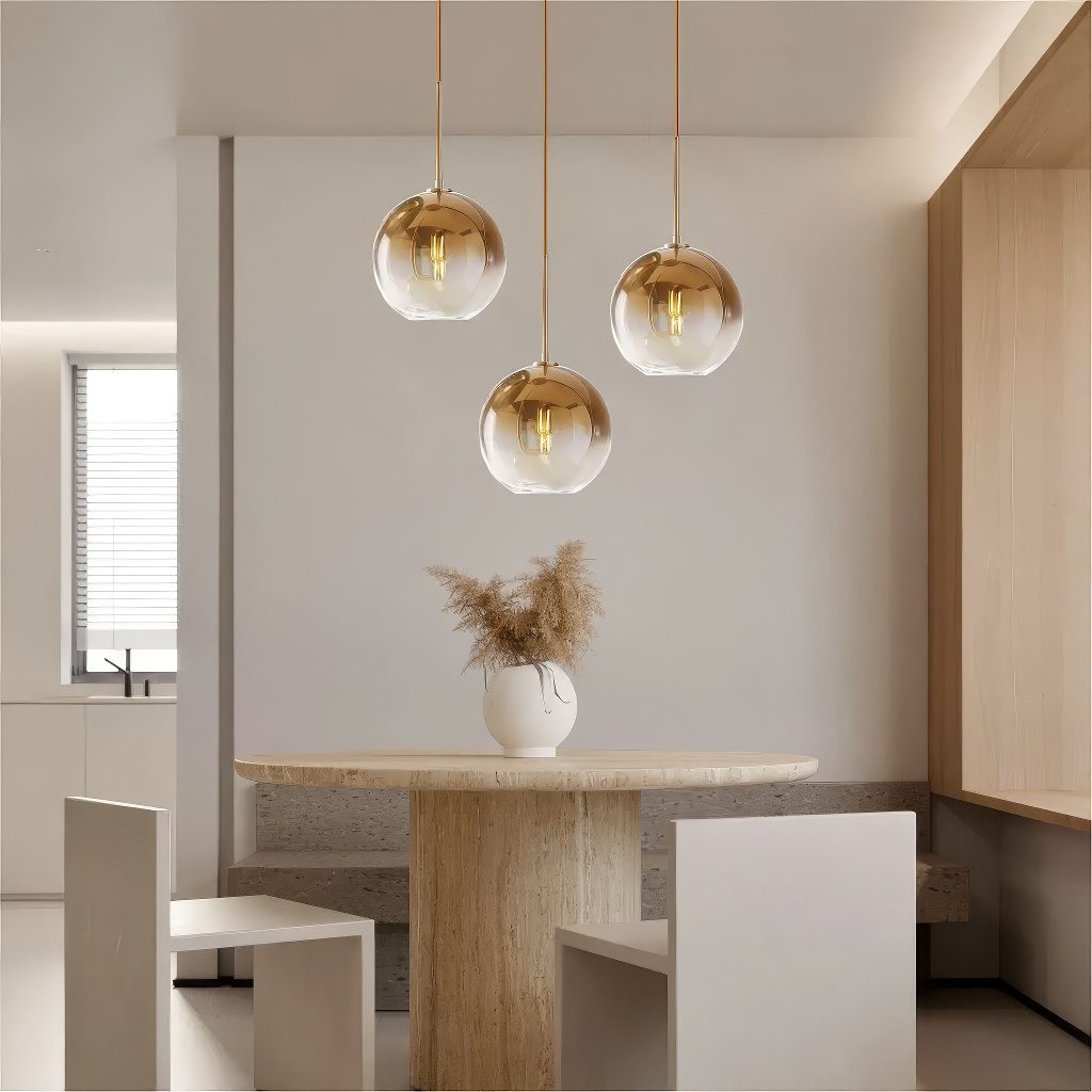Gold Glass Globe Pendant Light view 4