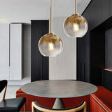 Gold Glass Globe Pendant Light view 7