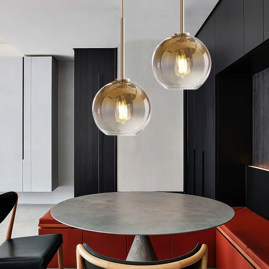 Gold Glass Globe Pendant Light view 7